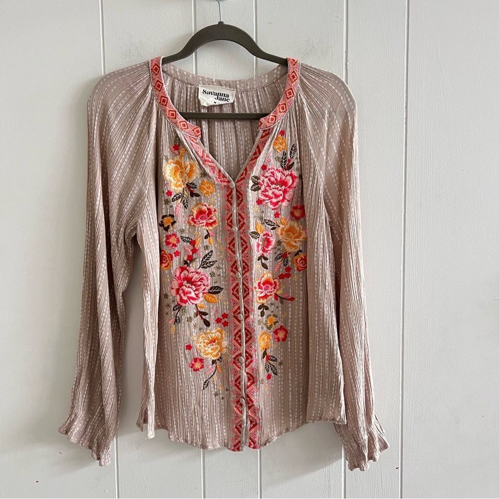 Savanna Jane Floral Embroidered Blouse